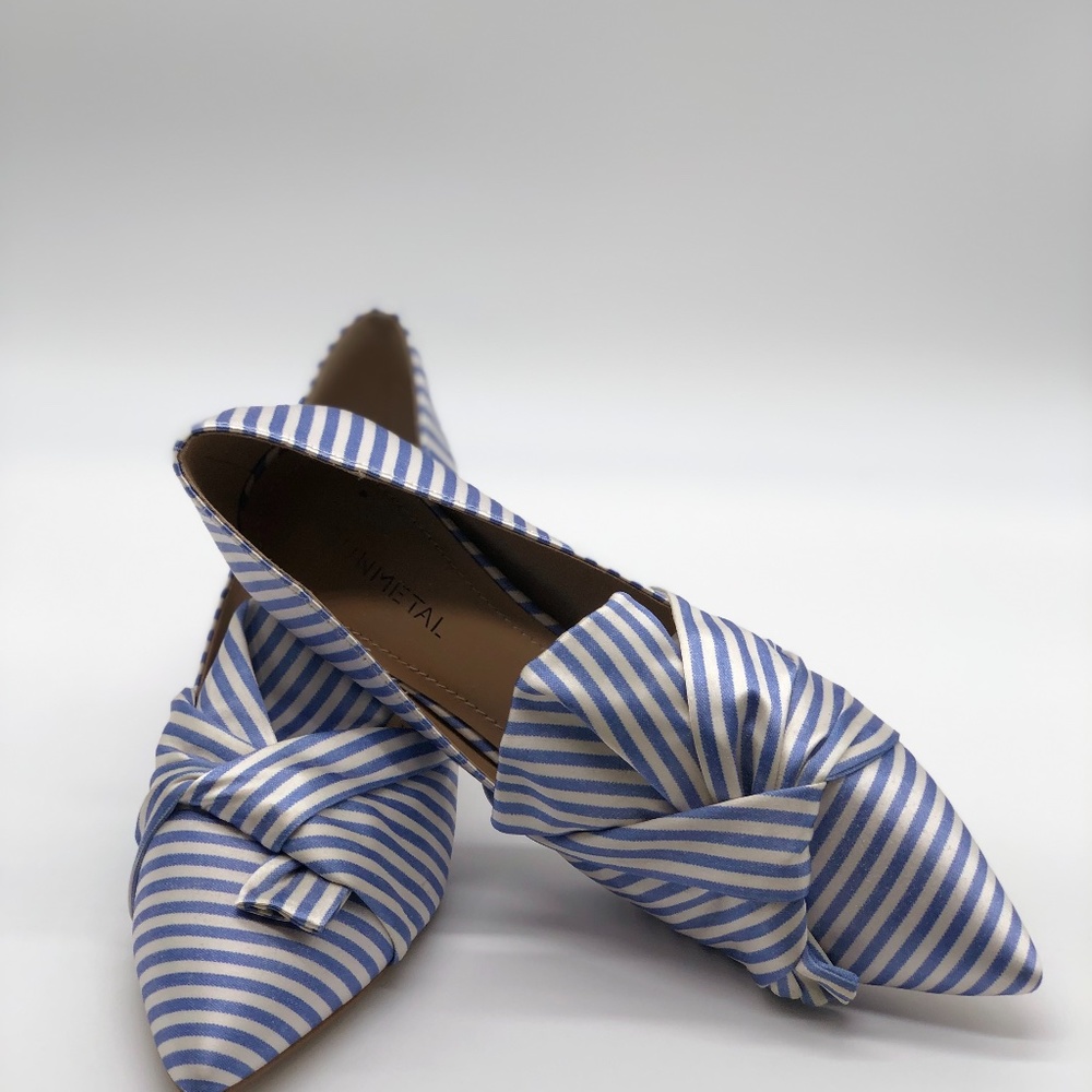 Gunmetal Blue and White Striped Heels